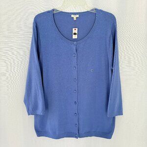 New TALBOTS Cotton Blend 3/4 Sleeve Cardigan Sweater